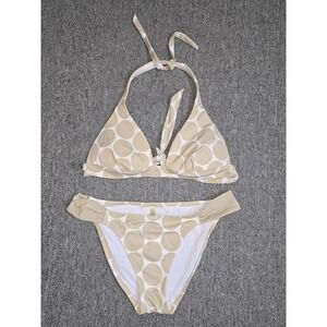 Victoria's Secret VTG Y2K Sz M Tan Beige/White Polka Dots Bikini SET